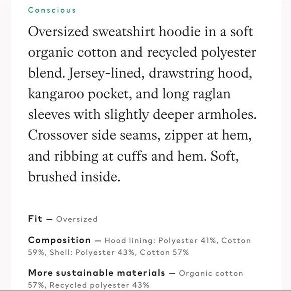 H&M Conscious Collection Taupe Oversized sweatshirt long Hoodie Dress - Picture 9 of 16